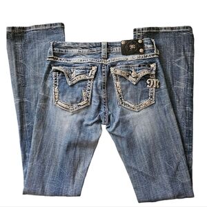 Jean Skinny Miss Me Taille 27 - Bleu Clair, Ourlets Retroussés, Broderies, Neuf Avec étiquettes